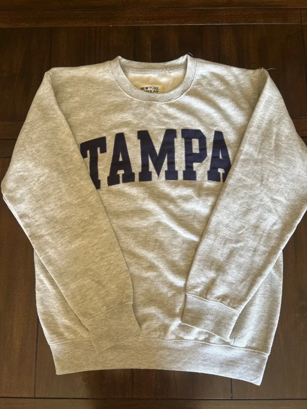 Embroidered Tampa Sweatshirt Gray Crewneck By New York Popular S Cotton Blend - Picture 2 of 10